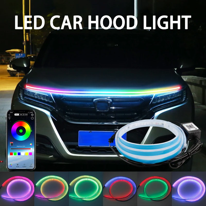 Led Gaming Light Strip - 120/150/180cm 자동차 후드 장식 조명 APP