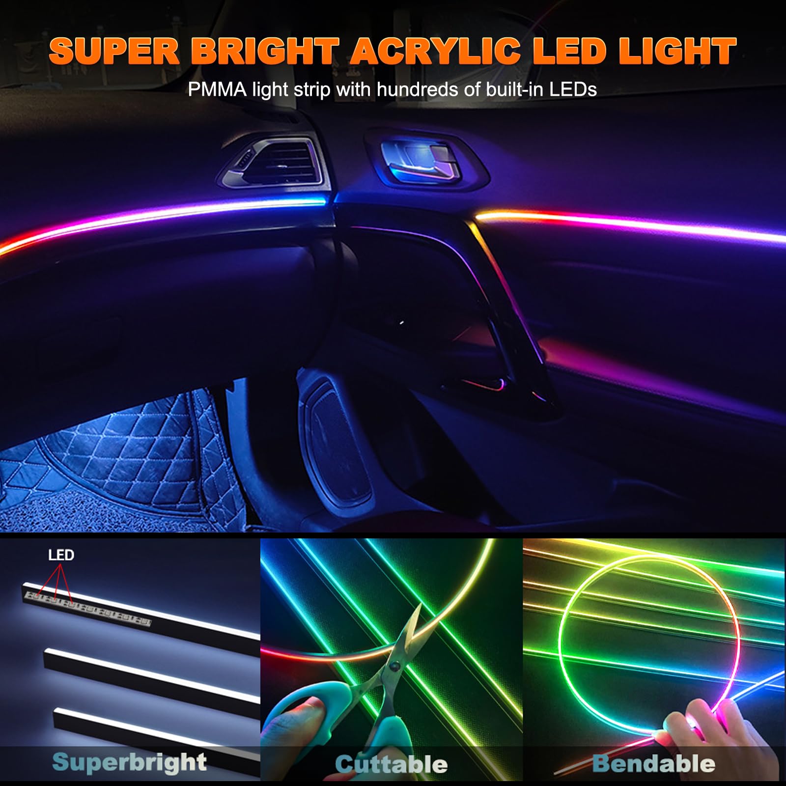 다이내믹 네온 자동차 주변 조명, 드림컬러 아크릴 LE - Led Gaming Light Strip 리뷰 및 가격