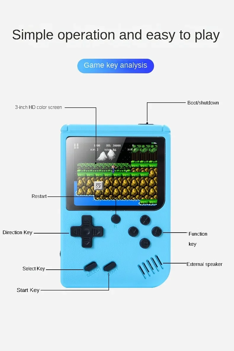 내장 500개 이상의 클래식 게임, 8비트 3.0인치  - Gaming Console For Kids 리뷰 및 가격