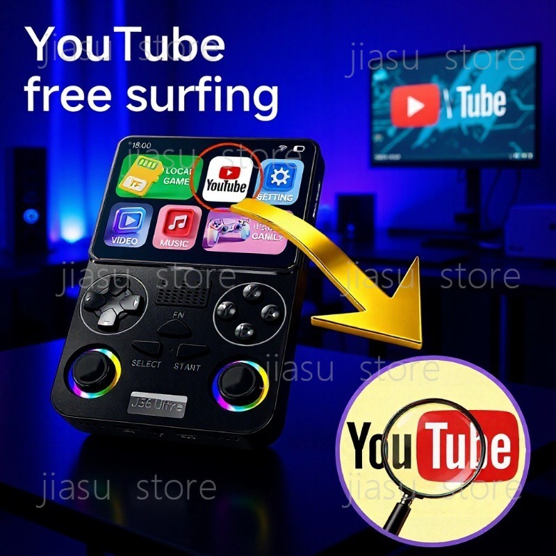 J36 울트라 휴대용 게임 콘솔 안드로이드 시스템 Wi - Handheld Gaming Console Youtube 리뷰 및 가격