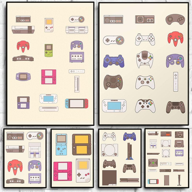 비디오 게임 휴대용 및 콘솔 진화 포스터 게임패드 캔버 - Gaming Console Video 리뷰 및 가격